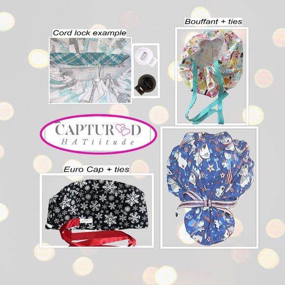 Womens Bouffant Scrub Cap Frost Friends Snowman Christmas Bonnet - Picture 5 of 7